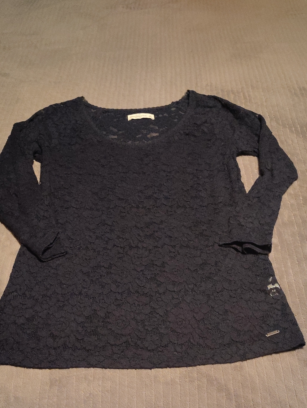 Abercrombie & Fitch Navy Lace Long Sleeve Tee